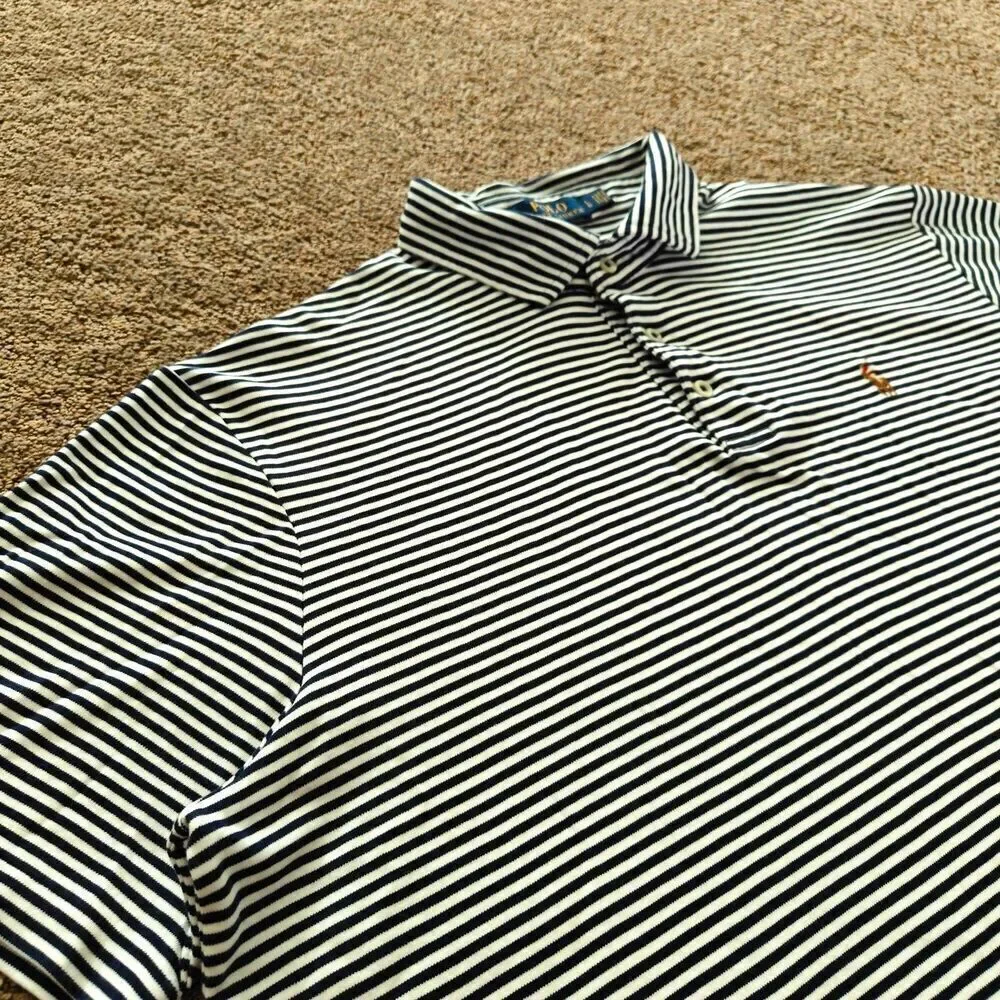 Men's Polo Ralph Laure‎ stripe polo shirt | navy / white | Sz: L